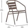 Flash Furniture Aluminum Slat Back Stacking Outdoor Restaurant Chairs, Modern Stackable Patio Chairs for Restaurants, Set of 4, Black(Bronze)