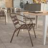Flash Furniture Aluminum Slat Back Stacking Outdoor Restaurant Chairs, Modern Stackable Patio Chairs for Restaurants, Set of 4, Black(Bronze)