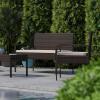 Flash Furniture Aransas Series 4 Piece Brown Patio Set with Steel Frame and Beige Cushions(Brown/Beige)