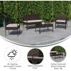 Flash Furniture Aransas Series 4 Piece Brown Patio Set with Steel Frame and Beige Cushions(Brown/Beige)