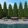 Flash Furniture Aransas Series 4 Piece Brown Patio Set with Steel Frame and Beige Cushions(Brown/Beige)