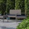 Flash Furniture Aransas Series 4 Piece Brown Patio Set with Steel Frame and Beige Cushions(Light Gray/Navy)
