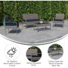 Flash Furniture Aransas Series 4 Piece Brown Patio Set with Steel Frame and Beige Cushions(Light Gray/Navy)