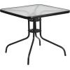 Flash Furniture Barker 23.5″ Square Indoor/Outdoor Tempered Glass Patio Side Table, Outdoor Patio Table for Commercial or Residential Use, Clear/Black(Clear/Black)