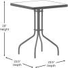 Flash Furniture Barker 23.5″ Square Indoor/Outdoor Tempered Glass Patio Side Table, Outdoor Patio Table for Commercial or Residential Use, Clear/Black(Clear Top/Silver Frame)