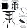 Flash Furniture Barker 27.5″ Square Black Tempered Glass Bar Height Metal Patio Bar Table(Black)