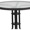 Flash Furniture Barker 28” Round Tempered Glass Metal Table with Gray Rattan Edging(Clear/Black Rattan)