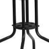 Flash Furniture Barker 28” Square Tempered Glass Metal Table with Dark Brown Rattan Edging(Clear Top/Black Rattan)