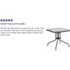 Flash Furniture Barker 28” Square Tempered Glass Metal Table with Dark Brown Rattan Edging(Clear Top/Gray Rattan)