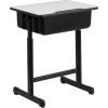 Flash Furniture Billie Open Front Student Desk for Classrooms or Remote Learning, Height Adjust School Desk with Book Box and Bag Hooks, Black/Gray(Set of 1)