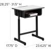Flash Furniture Billie Open Front Student Desk for Classrooms or Remote Learning, Height Adjust School Desk with Book Box and Bag Hooks, Black/Gray(Set of 10)