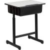 Flash Furniture Billie Open Front Student Desk for Classrooms or Remote Learning, Height Adjust School Desk with Book Box and Bag Hooks, Black/Gray(Set of 10)