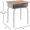 Flash Furniture Billie Student Desk – Gray Granite Open Front School Desk – Silver Metal Frame – 24″W x 18″D Adjustable Height, Durable for School or Remote Learning(Walnut/Silver)