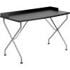 Flash Furniture Black Computer Desk with Raised Border and Silver Metal Frame(Black)