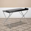 Flash Furniture Black Computer Desk with Raised Border and Silver Metal Frame(Black)