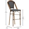 Flash Furniture Bordeaux Commercial Grade Bistro Bar Height Stool, Stackable Indoor/Outdoor Dining Stool, 30″ High, Black/White and Natural Finish(Black & White/Natural Frame)