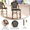 Flash Furniture Bordeaux Commercial Grade Bistro Bar Height Stool, Stackable Indoor/Outdoor Dining Stool, 30″ High, Black/White and Natural Finish(Black & White/Natural Frame)