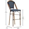 Flash Furniture Bordeaux Commercial Grade Bistro Bar Height Stool, Stackable Indoor/Outdoor Dining Stool, 30″ High, Black/White and Natural Finish(Navy & White/Natural Frame)