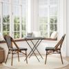 Flash Furniture Bordeaux Set of 2 Indoor/Outdoor Commercial Bistro Stack Chairs – Black/White PE Rattan Back and Seat – Natural Bamboo Print Aluminum Frame(Black & White/Natural Frame)