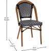Flash Furniture Bordeaux Set of 2 Indoor/Outdoor Commercial Bistro Stack Chairs – Black/White PE Rattan Back and Seat – Natural Bamboo Print Aluminum Frame(Black & White/Natural Frame)