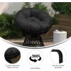 Flash Furniture Bowie Comfort Series Brown Swivel Patio Chair with Beige Cushion(Black)