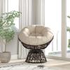 Flash Furniture Bowie Comfort Series Brown Swivel Patio Chair with Beige Cushion(Brown/Beige)