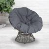 Flash Furniture Bowie Comfort Series Brown Swivel Patio Chair with Beige Cushion(Grey)