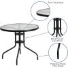 Flash Furniture Brazos 3 Piece Outdoor Patio Dining Set – 2 Brown Flex Comfort Stack Chairs – 23.75″ Round Tempered Glass Patio Table(Brown)