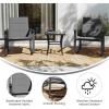 Flash Furniture Brazos 3 Piece Outdoor Rocking Chair Bistro Set with Flex Comfort Material and Metal Framed Glass Top Table, Gray/Black(Black)