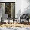 Flash Furniture Brazos 3 Piece Outdoor Rocking Chair Bistro Set with Flex Comfort Material and Metal Framed Glass Top Table, Gray/Black(Black)