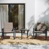 Flash Furniture Brazos 3 Piece Outdoor Rocking Chair Bistro Set with Flex Comfort Material and Metal Framed Glass Top Table, Gray/Black(Brown)