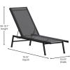 Flash Furniture Brazos Adjustable Chaise Lounge Chair, Outdoor Five-Position Recliner, All Weather, Black/Black(Black/Black)