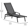 Flash Furniture Brazos Adjustable Chaise Lounge Chair with Arms, All-Weather Outdoor Five-Position Recliner, Black/Brown(Black/Black)