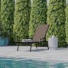 Flash Furniture Brazos Adjustable Chaise Lounge Chair with Arms, All-Weather Outdoor Five-Position Recliner, Black/Brown(Brown/Black)