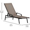 Flash Furniture Brazos Adjustable Chaise Lounge Chair with Arms, All-Weather Outdoor Five-Position Recliner, Black/Brown(Brown/Black)