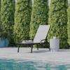 Flash Furniture Brazos Adjustable Chaise Lounge Chair with Arms, All-Weather Outdoor Five-Position Recliner, Black/Brown(Gray/Black)
