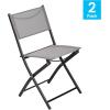 Flash Furniture Brazos Commercial Indoor-Outdoor Folding Chairs, Flex Comfort Backs/Seats, Metal Frames, Portable Lightweight Foldable Design, Set of 2, Navy/Black(Grey)