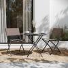 Flash Furniture Brazos Commercial Indoor-Outdoor Folding Chairs, Flex Comfort Backs/Seats, Metal Frames, Portable Lightweight Foldable Design, Set of 2, Navy/Black(Brown)