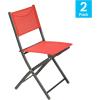 Flash Furniture Brazos Commercial Indoor-Outdoor Folding Chairs, Flex Comfort Backs/Seats, Metal Frames, Portable Lightweight Foldable Design, Set of 2, Navy/Black(Red)
