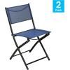 Flash Furniture Brazos Commercial Indoor-Outdoor Folding Chairs, Flex Comfort Backs/Seats, Metal Frames, Portable Lightweight Foldable Design, Set of 2, Navy/Black(Navy)