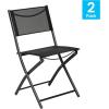 Flash Furniture Brazos Commercial Indoor-Outdoor Folding Chairs, Flex Comfort Backs/Seats, Metal Frames, Portable Lightweight Foldable Design, Set of 2, Navy/Black(Black)