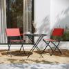 Flash Furniture Brazos Commercial Indoor-Outdoor Folding Chairs, Flex Comfort Backs/Seats, Metal Frames, Portable Lightweight Foldable Design, Set of 2, Navy/Black(Red)