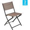 Flash Furniture Brazos Commercial Indoor-Outdoor Folding Chairs, Flex Comfort Backs/Seats, Metal Frames, Portable Lightweight Foldable Design, Set of 2, Navy/Black(Brown)