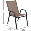 Flash Furniture Brazos Commercial Outdoor Dining Set, 60″ Tempered Glass Patio Table with Umbrella Hole, 6 Stack Chairs with Flex Comfort Seats and Backs, Gray/Black(Brown)