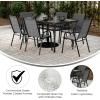 Flash Furniture Brazos Commercial Outdoor Dining Set, 60″ Tempered Glass Patio Table with Umbrella Hole, 6 Stack Chairs with Flex Comfort Seats and Backs, Gray/Black(Grey)