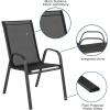 Flash Furniture Brazos Series 5-Piece Glass Patio Table and Chairs Set, Outdoor Patio Dining Set with Square Table and 4 Sling Patio Chairs, Black(Black)
