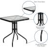 Flash Furniture Brazos Series 5-Piece Glass Patio Table and Chairs Set, Outdoor Patio Dining Set with Square Table and 4 Sling Patio Chairs, Black(Brown)
