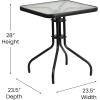 Flash Furniture Brazos Series 5-Piece Glass Patio Table and Chairs Set, Outdoor Patio Dining Set with Square Table and 4 Sling Patio Chairs, Black(Brown)