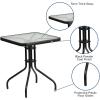 Flash Furniture Brazos Series 5-Piece Glass Patio Table and Chairs Set, Outdoor Patio Dining Set with Square Table and 4 Sling Patio Chairs, Black(Grey)