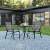 Flash Furniture Brazos Series 5-Piece Glass Patio Table and Chairs Set, Outdoor Patio Dining Set with Square Table and 4 Sling Patio Chairs, Black(Grey)